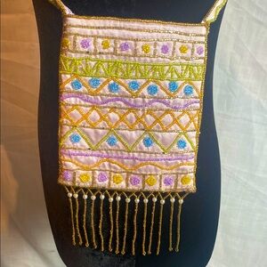 Vintage Pink Beaded Fringe Purse 🩷